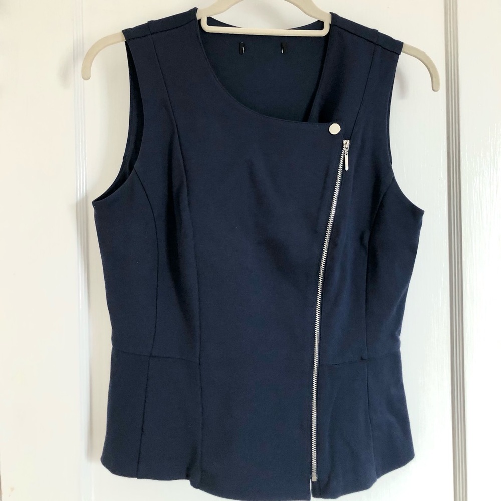 Navy Peplum Tank - Zipper Detail